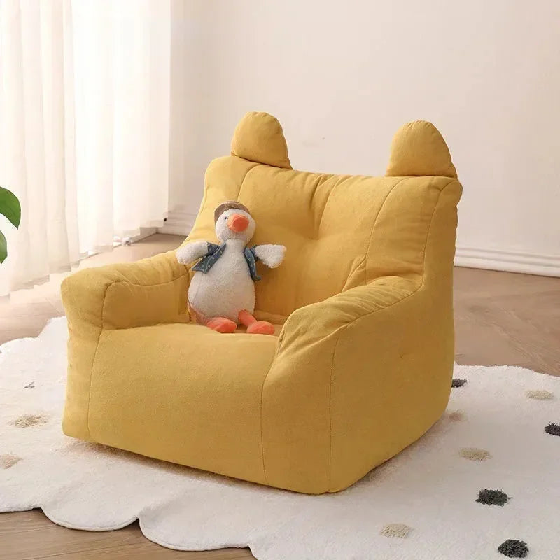 Cute Small Sofa Chair Children's Sofa Baby Reading Lazy Sofa Cotton Removable and Washable and Linen Lamb's Wool Fabric Hekla Home