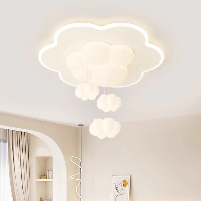 Nordic Children's Room Ceiling Lamps Cream Cloud Bubble Lamp Romantic Warm Little Boy Girl Bedroom Ceiling Lights Remote Control