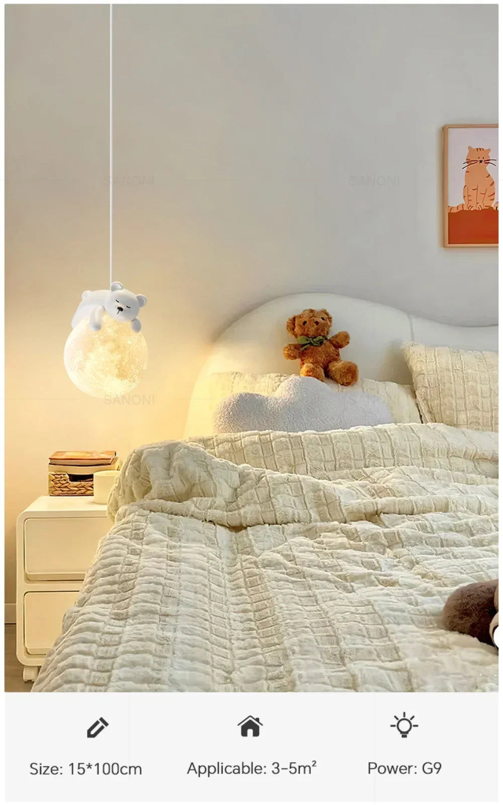 Nordic Little Bear LED Pendant Lamp Cute Rabbit For Hanging Lamp Dining Room Child Bedroom Bedside Chandelier Home Decor Fixture