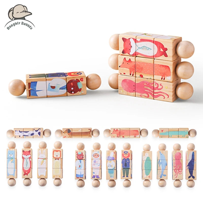 Baby Wooden Rotating Jigsaw Puzzle Hand bell Toy Baby Mobile Musical Rattle Toy Montessori Puzzle Game For Babies Newbaby Gift Hekla Home