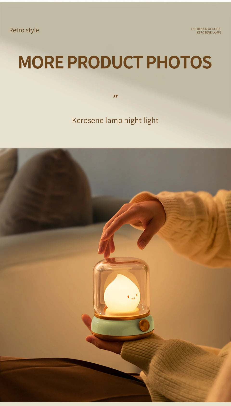 Candle LED Night Light Rechanrgeable Table Lamp Mood Light Cute Cartoon Bedroom Decoration Night Atmosphere Lamp Children's Gift