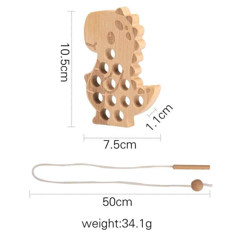 Wooden Hedgehog Threading Board Kids Montessori Toys Beech Wooden Educational Toy Button Beaded Blocks Puzzle Toy Baby Gifts