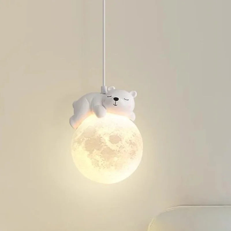 Nordic Little Bear LED Pendant Lamp Cute Rabbit For Hanging Lamp Dining Room Child Bedroom Bedside Chandelier Home Decor Fixture