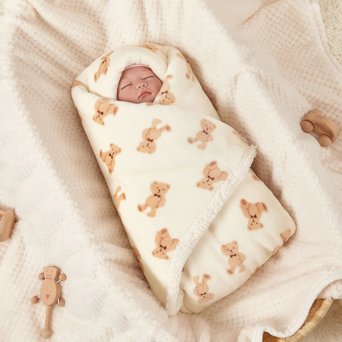 Winter Baby Blanket Baby Swaddle Wrap Flannel Lamb Fleece Warm Quilt for Newborn Bedding Soft Baby Stroller Blanket Manta Bebe