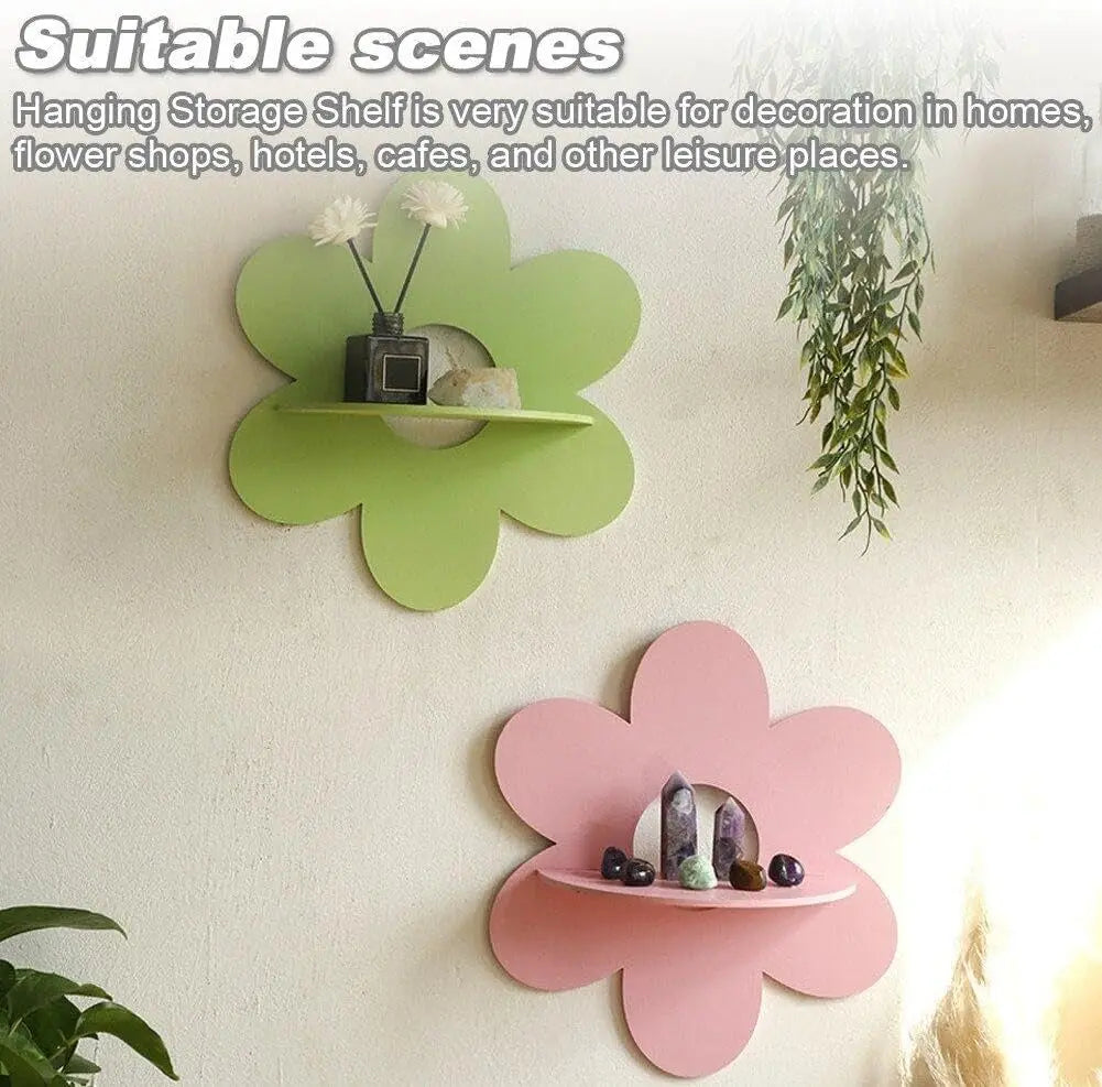 Flower Shape Wall Mounted Storage Rack Wooden Wall Decor Hekla Home