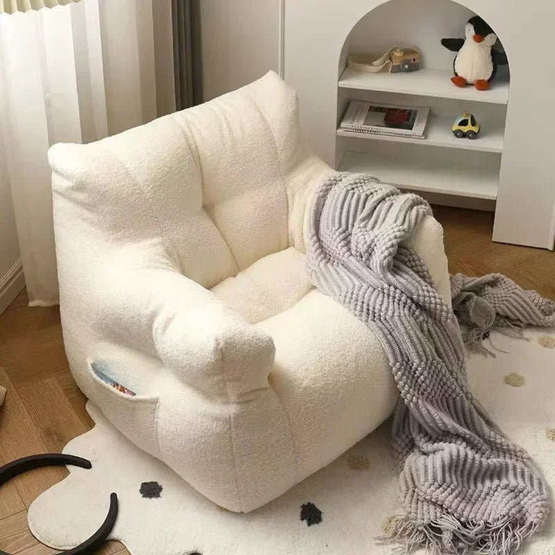 Cute Small Sofa Chair Children's Sofa Baby Reading Lazy Sofa Cotton Removable and Washable and Linen Lamb's Wool Fabric Hekla Home