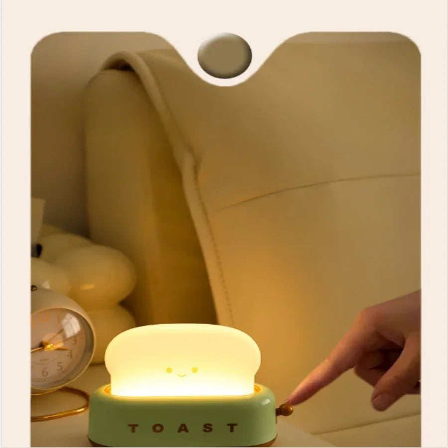 Bread Toast Light Toaster Nightlight Creative Rechargeable Led Lamp Bedroom For Birthday Gift