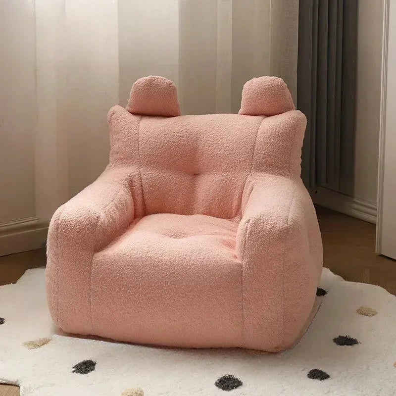 Cute Small Sofa Chair Children's Sofa Baby Reading Lazy Sofa Cotton Removable and Washable and Linen Lamb's Wool Fabric Hekla Home