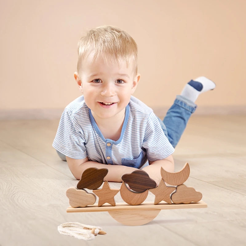 Montessori Toys Wooden Threading Seesaw Toys Balance