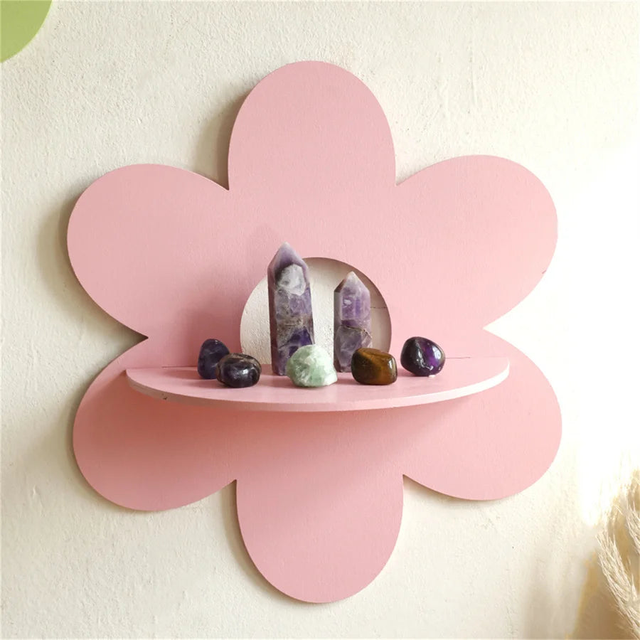 Flower Shape Wall Mounted Storage Rack Wooden Wall Decor Hekla Home