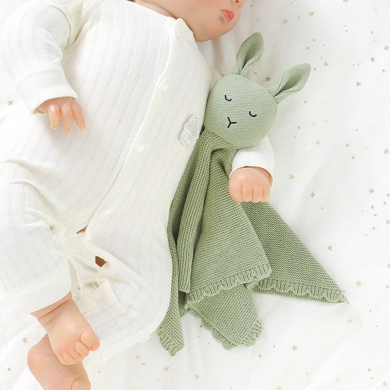 Soft Cotton Soothing Teddy Bear for Baby, Comfortable Teething Bibs for Sleeping and Nursing