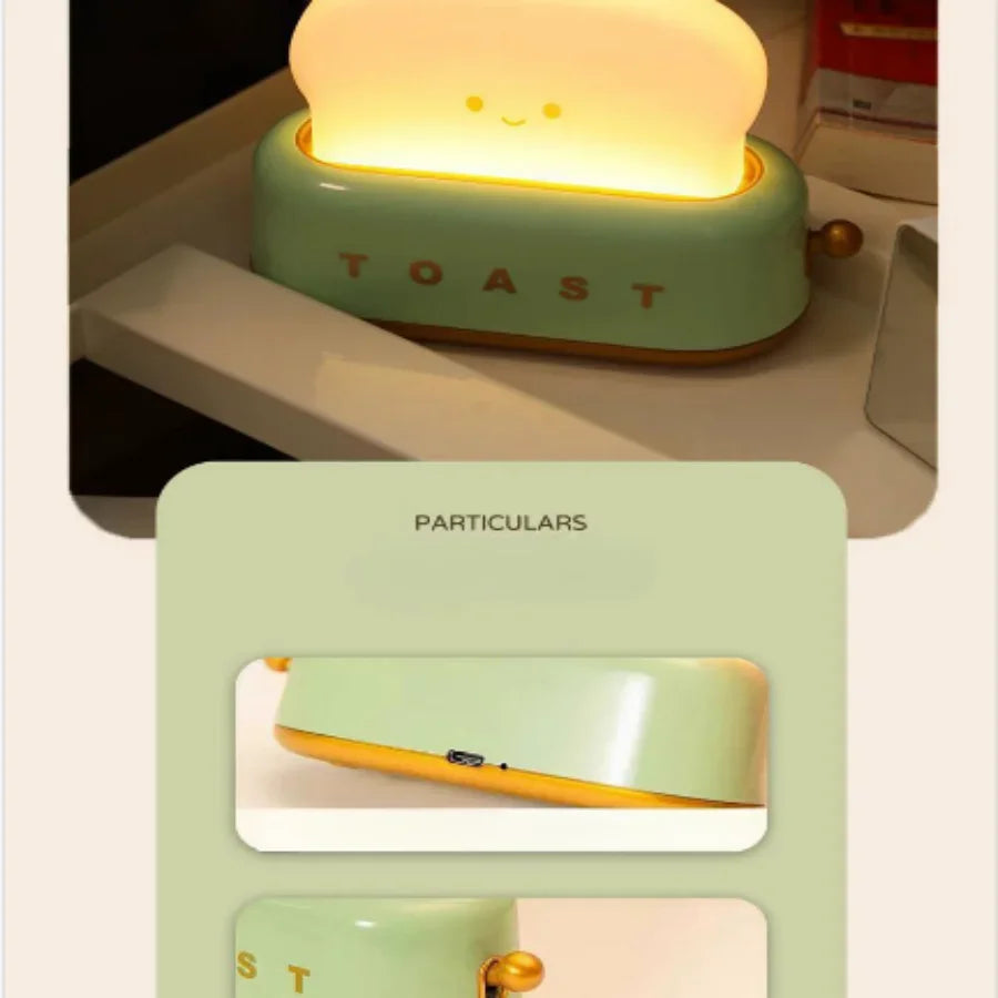 Bread Toast Light Toaster Nightlight Creative Rechargeable Led Lamp Bedroom For Birthday Gift