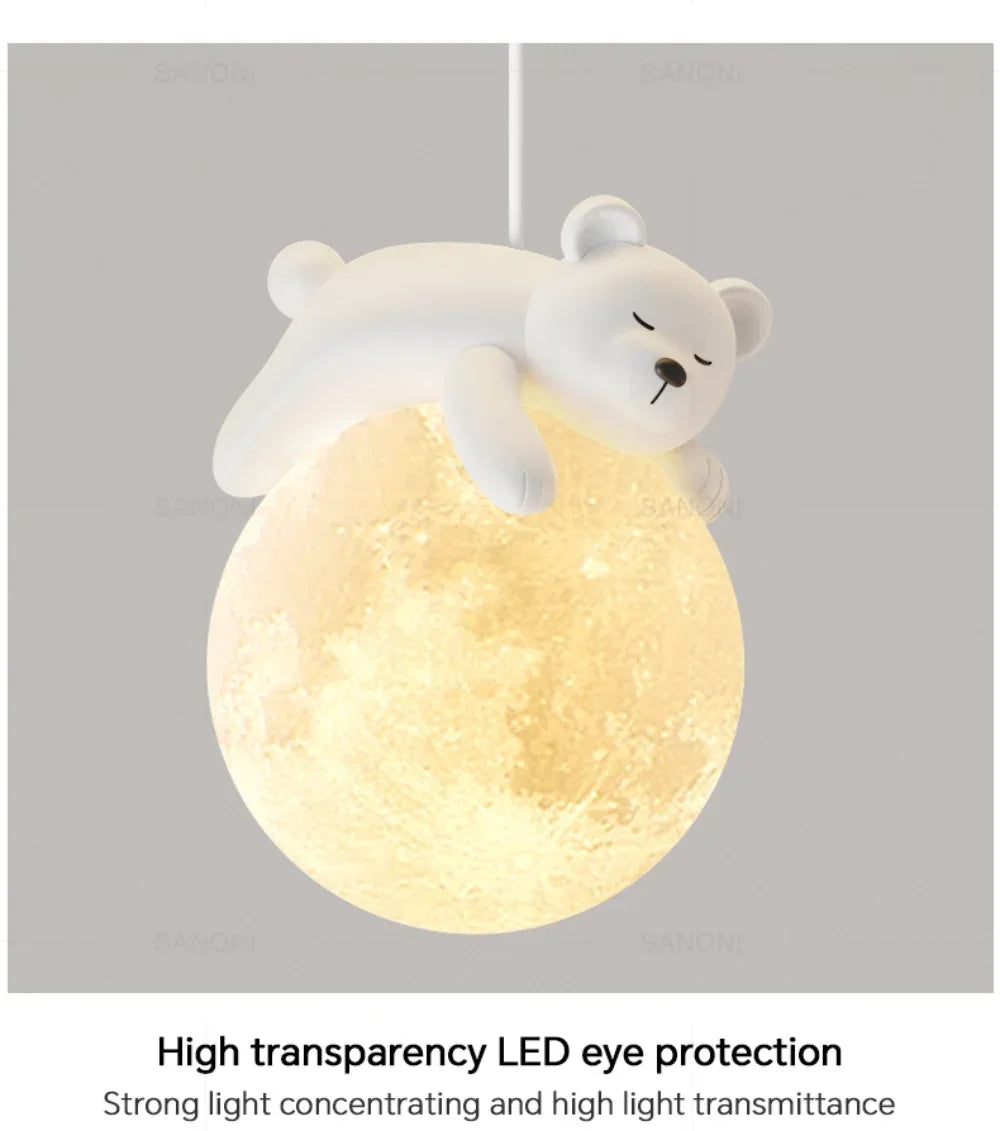 Nordic Little Bear LED Pendant Lamp Cute Rabbit For Hanging Lamp Dining Room Child Bedroom Bedside Chandelier Home Decor Fixture