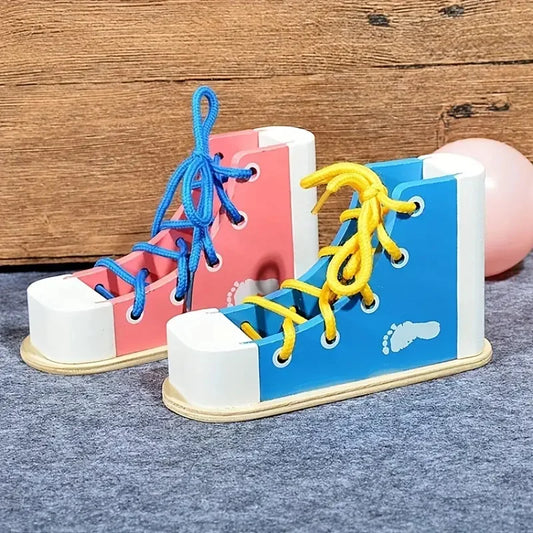 Baby Montessori Wooden Toys Learn To Tie Shoelaces Threading Game  Teaching Aids Educational Toys for Boys Girls Birthday Gift