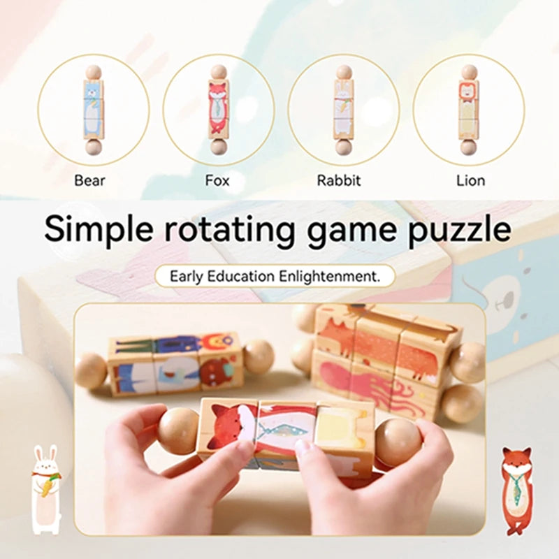 Baby Wooden Rotating Jigsaw Puzzle Hand bell Toy Baby Mobile Musical Rattle Toy Montessori Puzzle Game For Babies Newbaby Gift Hekla Home