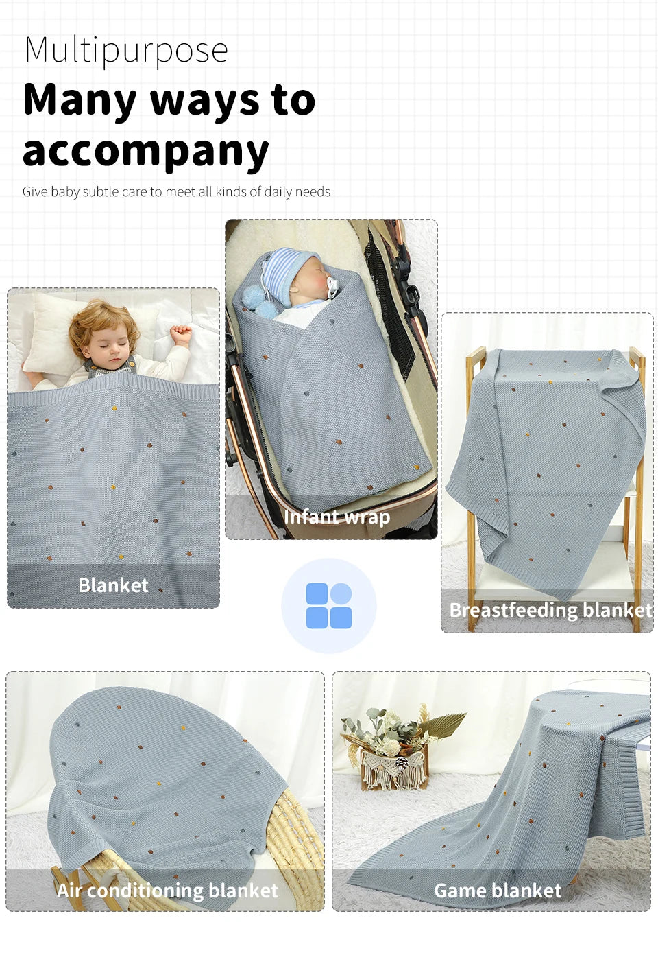 Newborn Baby Blankets 90*70cm Knitted Infant Kids Ultra-Soft Cotton Muslin Swaddle Wrap Stuff Toddler Comforter Sheet