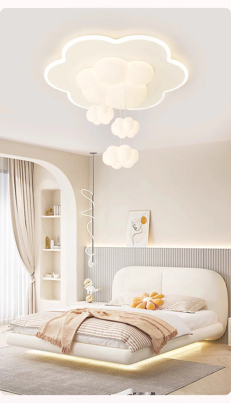 Nordic Children's Room Ceiling Lamps Cream Cloud Bubble Lamp Romantic Warm Little Boy Girl Bedroom Ceiling Lights Remote Control