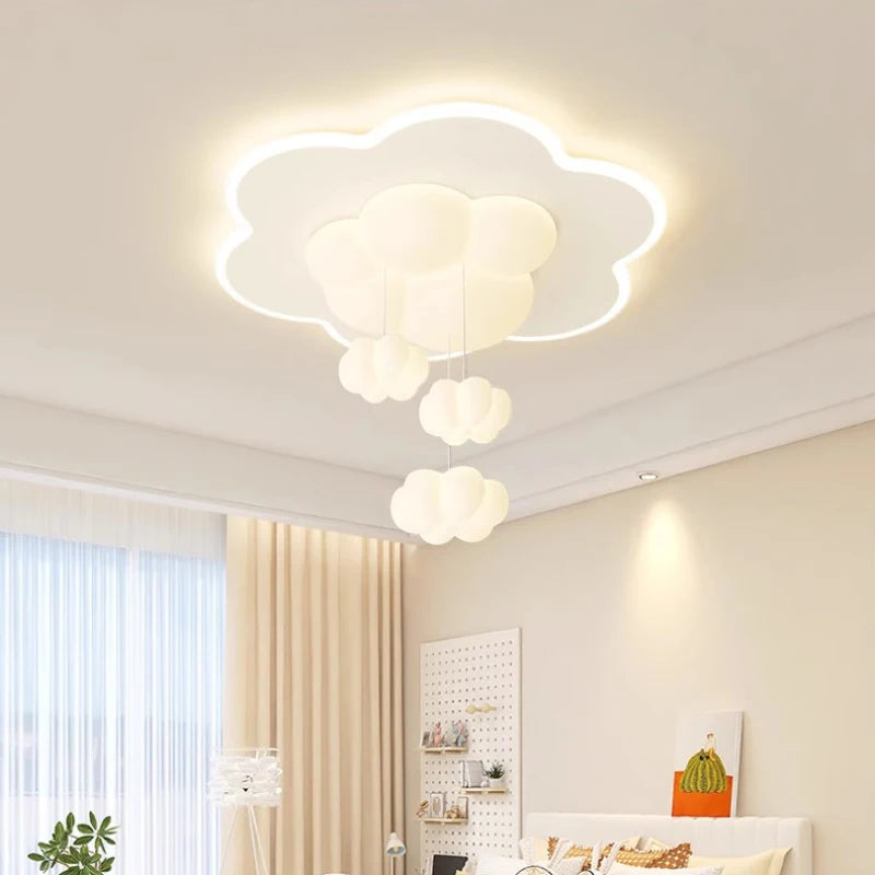 Nordic Children's Room Ceiling Lamps Cream Cloud Bubble Lamp Romantic Warm Little Boy Girl Bedroom Ceiling Lights Remote Control