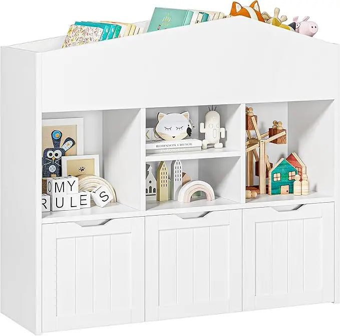 Toy Storage Organizer with 3 Movable Drawers, Toy Organizers and Storage with Concealed Wheels and 7 Cubbies,Toy Storage