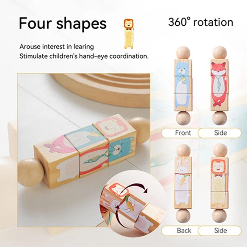 Baby Wooden Rotating Jigsaw Puzzle Hand bell Toy Baby Mobile Musical Rattle Toy Montessori Puzzle Game For Babies Newbaby Gift Hekla Home