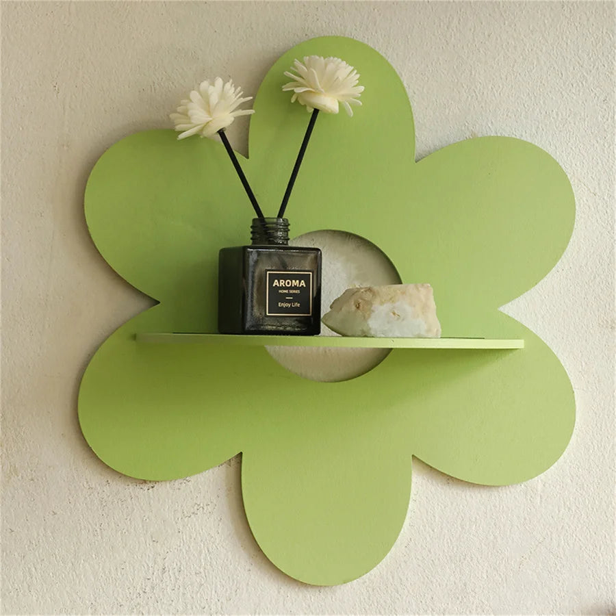 Flower Shape Wall Mounted Storage Rack Wooden Wall Decor Hekla Home