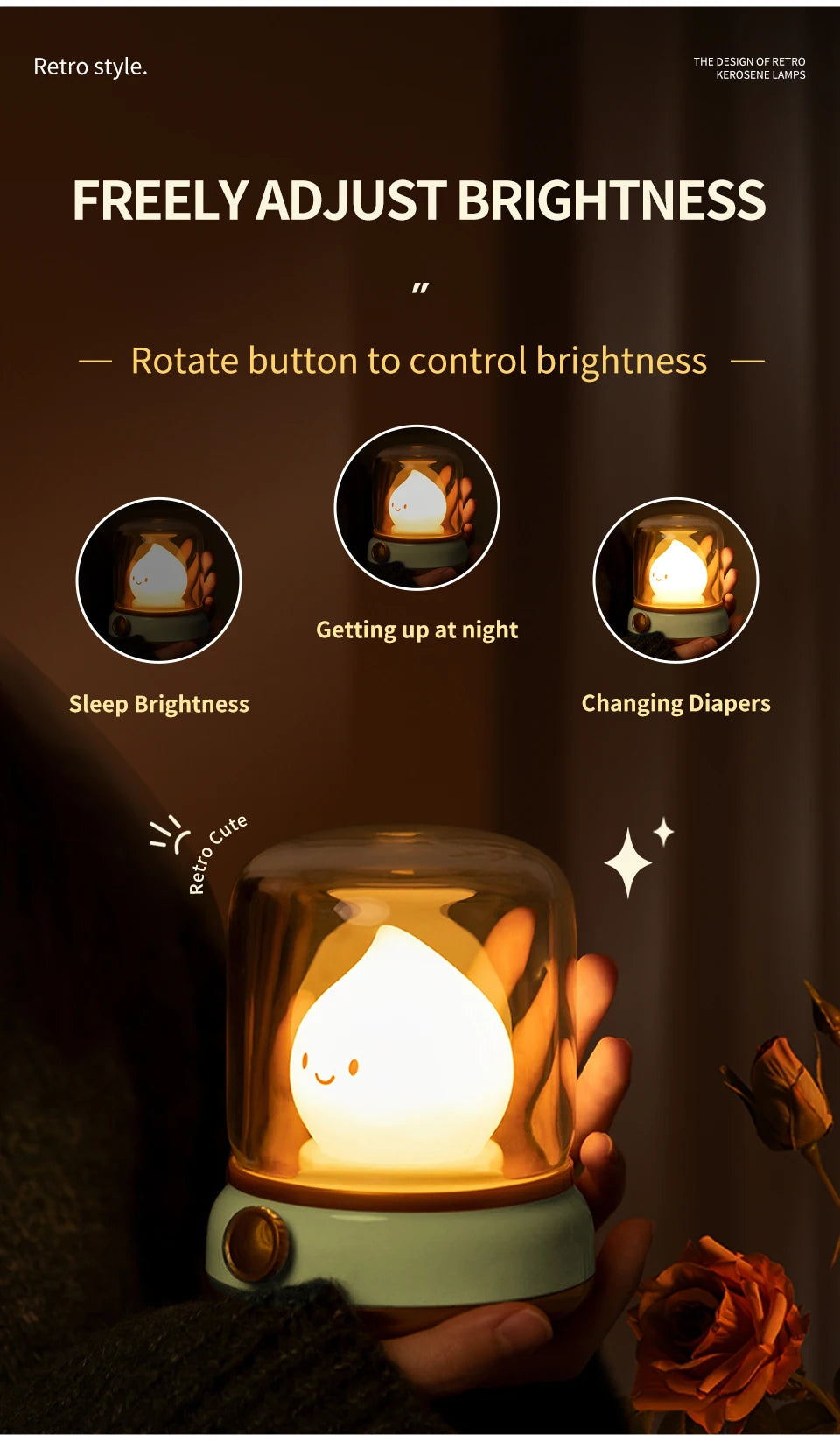 Candle LED Night Light Rechanrgeable Table Lamp Mood Light Cute Cartoon Bedroom Decoration Night Atmosphere Lamp Children's Gift