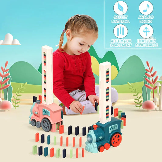 Domino Train for Children, Sound and Light, Automatic Laying of Colorful Domino Bricks Hekla Home