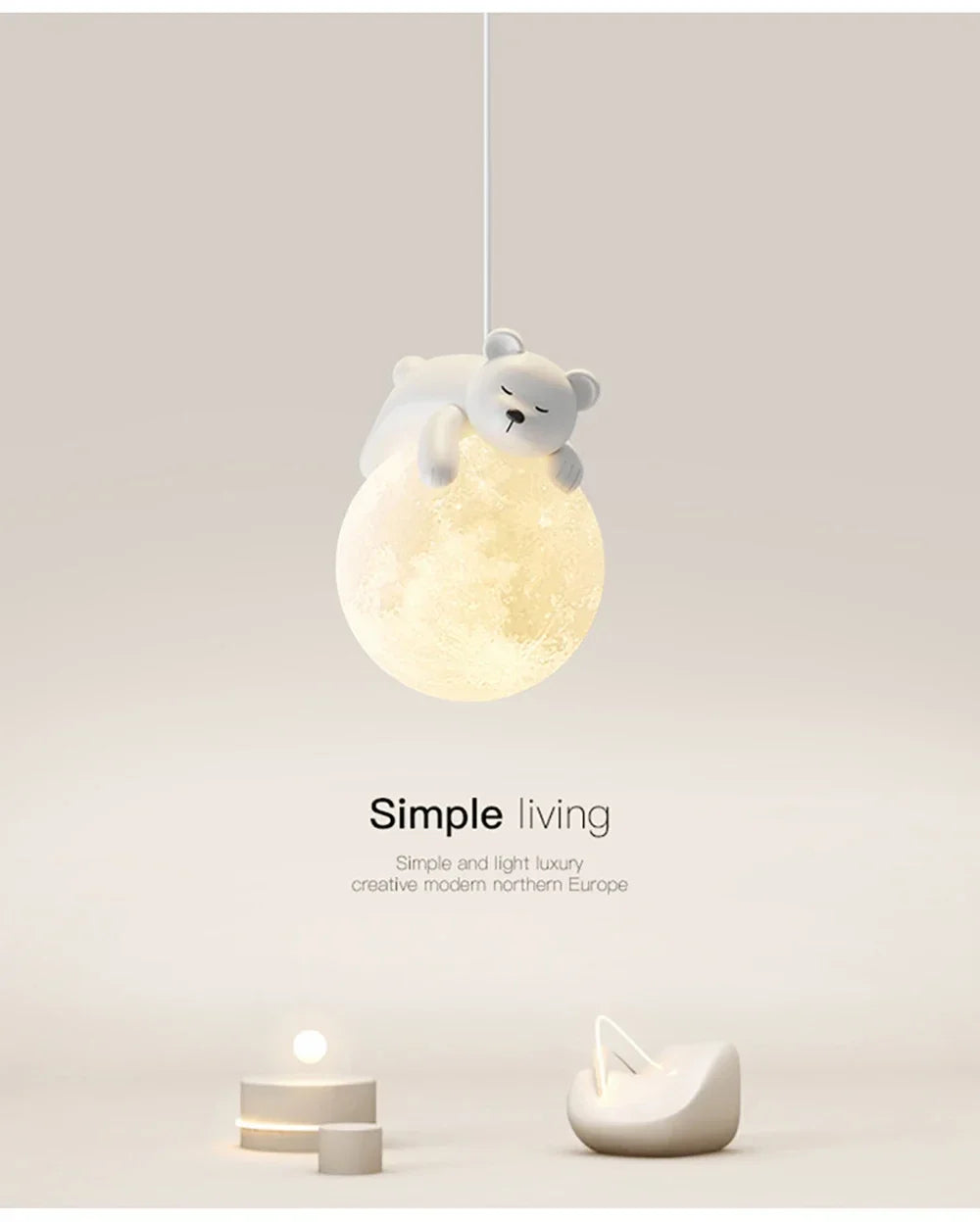 Nordic Little Bear LED Pendant Lamp Cute Rabbit For Hanging Lamp Dining Room Child Bedroom Bedside Chandelier Home Decor Fixture