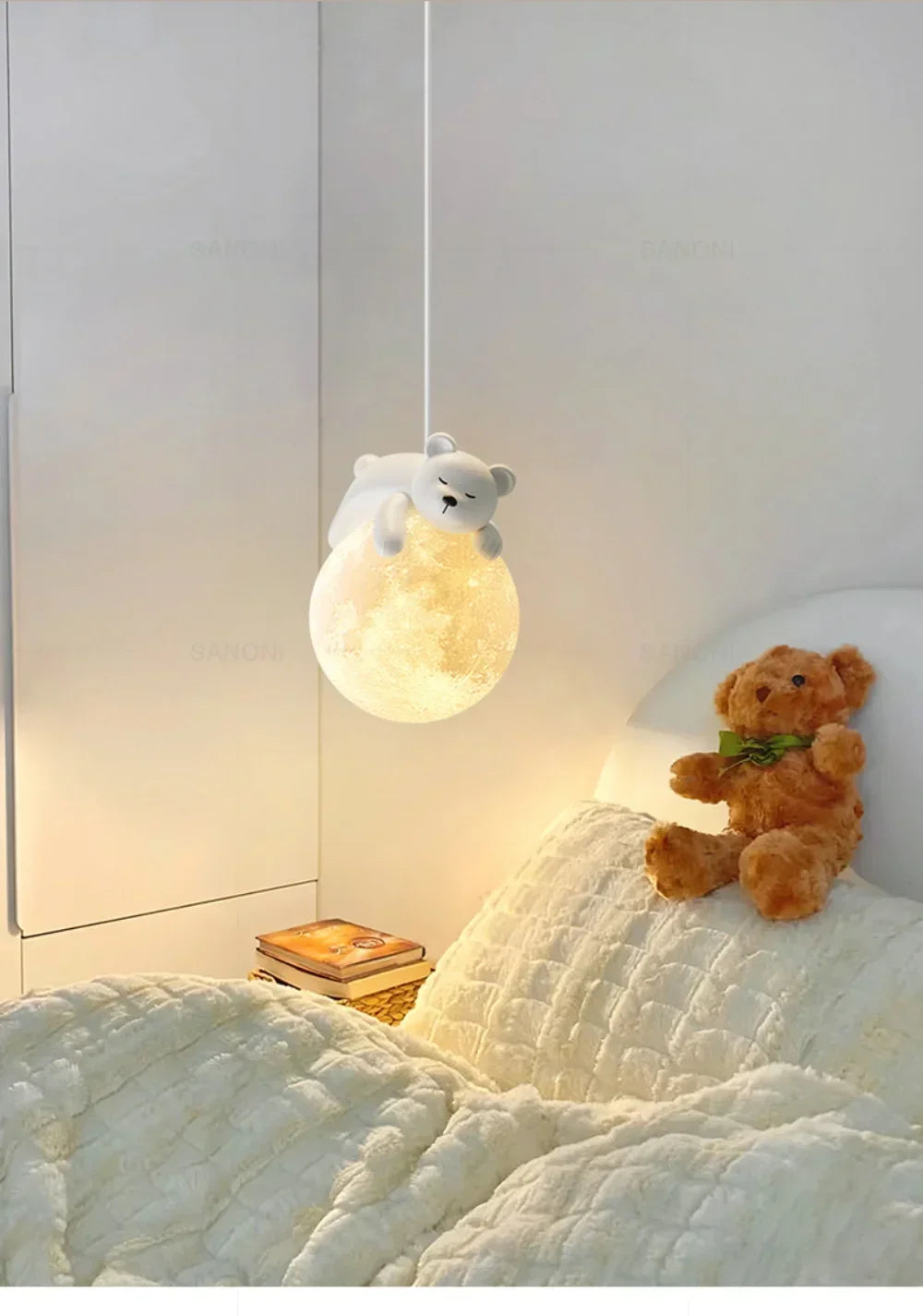 Nordic Little Bear LED Pendant Lamp Cute Rabbit For Hanging Lamp Dining Room Child Bedroom Bedside Chandelier Home Decor Fixture