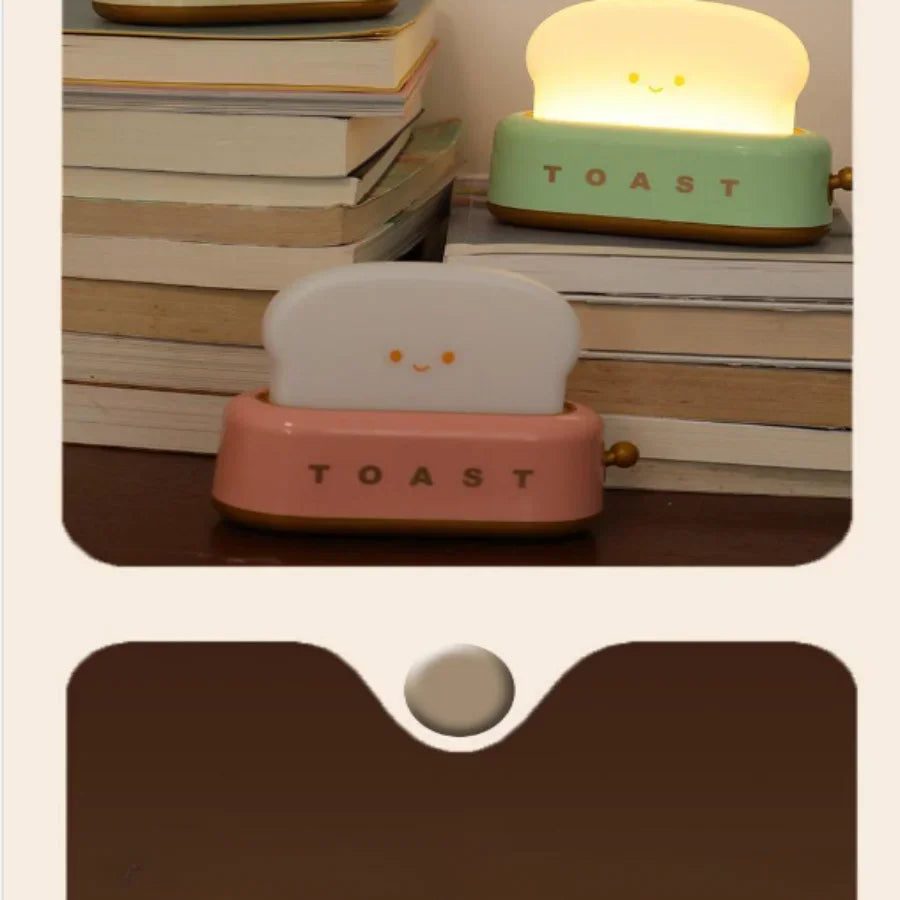 Bread Toast Light Toaster Nightlight Creative Rechargeable Led Lamp Bedroom For Birthday Gift