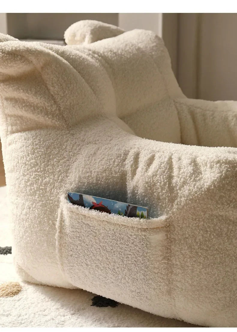 Cute Small Sofa Chair Children's Sofa Baby Reading Lazy Sofa Cotton Removable and Washable and Linen Lamb's Wool Fabric Hekla Home