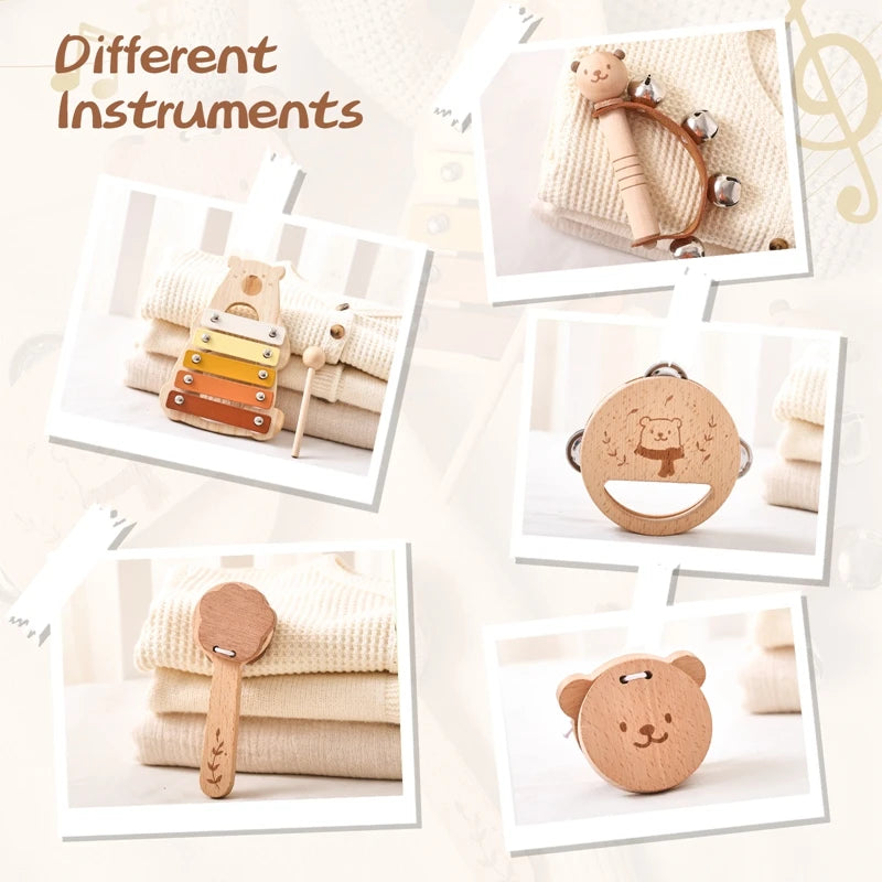 Montessori Toys Baby Music Toys Musical Instrument Baby 0 3 Years Toys Wooden Educational Toys Bear Xylophone Children toys