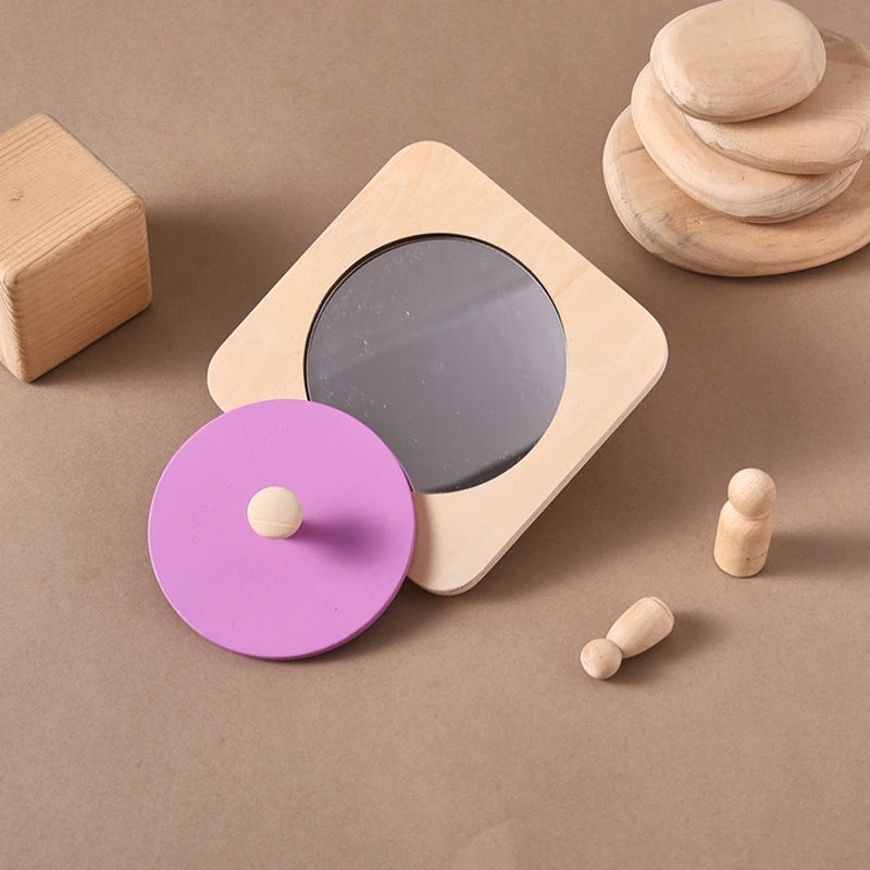 Montessori Baby Toys Play Kit Montessori Mirror Peekaboo Knob Puzzle Medium Spinning Drum Ball Kit Toys for 6-12 Months Toddler