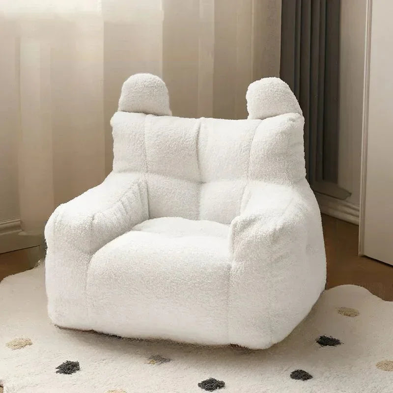 Cute Small Sofa Chair Children's Sofa Baby Reading Lazy Sofa Cotton Removable and Washable and Linen Lamb's Wool Fabric Hekla Home