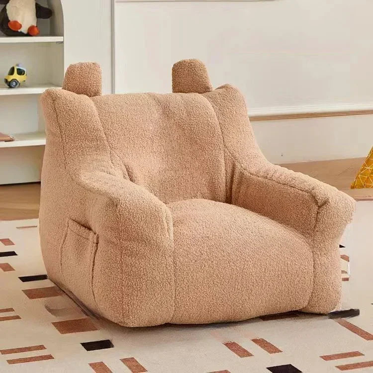 Cute Small Sofa Chair Children's Sofa Baby Reading Lazy Sofa Cotton Removable and Washable and Linen Lamb's Wool Fabric Hekla Home