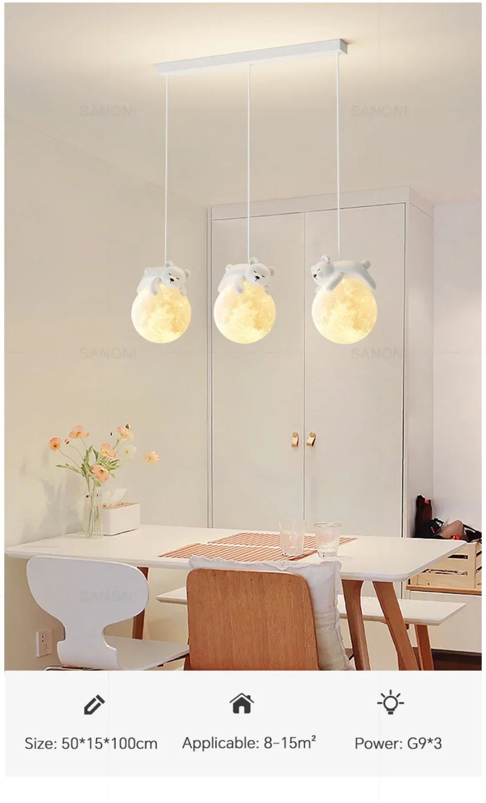 Nordic Little Bear LED Pendant Lamp Cute Rabbit For Hanging Lamp Dining Room Child Bedroom Bedside Chandelier Home Decor Fixture