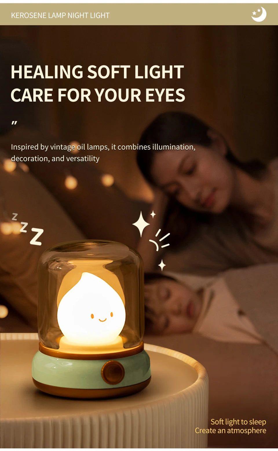 Candle LED Night Light Rechanrgeable Table Lamp Mood Light Cute Cartoon Bedroom Decoration Night Atmosphere Lamp Children's Gift