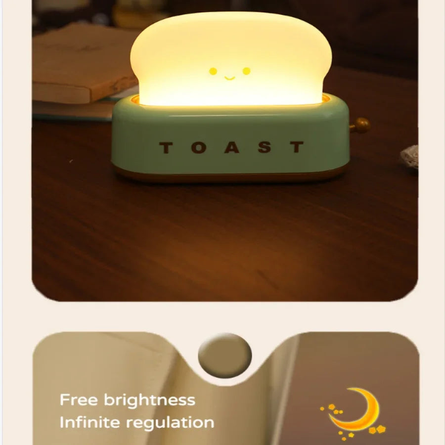 Bread Toast Light Toaster Nightlight Creative Rechargeable Led Lamp Bedroom For Birthday Gift